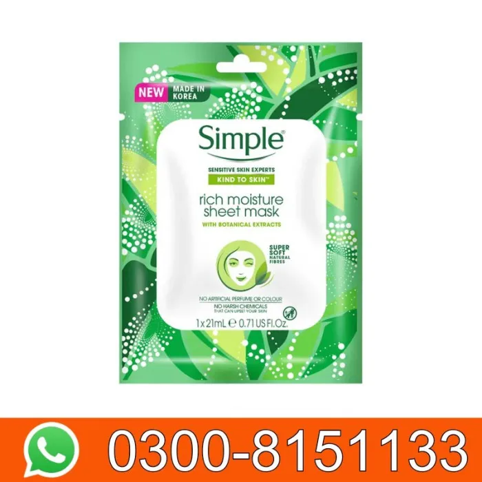 Simple Sensitive Skin Experts Vitamin B3 & Antioxidant Pollution Protect Sheet Mask In Pakistan 