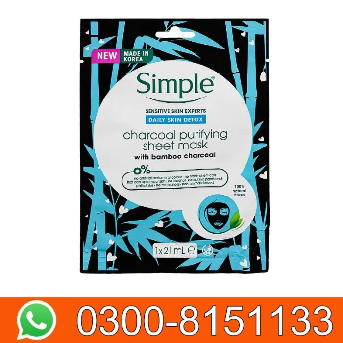 Simple Sensitive Skin Experts Bamboo Charcoal+Zinc Purifying Sheet Mask In Pakistan 