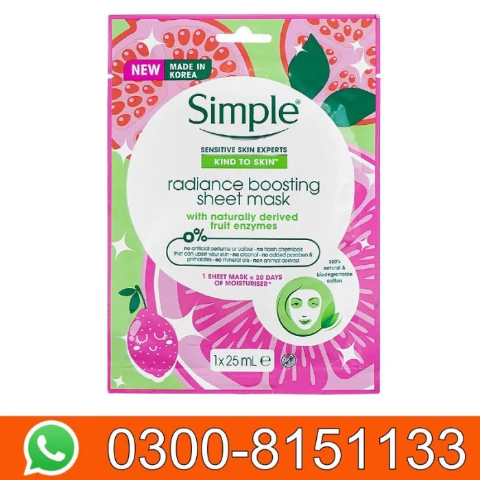 Simple Sensitive Skin Experts Fruit Enzymes Radiance Boosting Sheet Mask  In Pakistan 